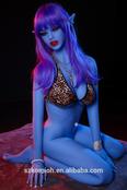 Komioh newest 158cm blue skin purple hair big boob full body real lifelike cheap adult silicone 3d elf sex doll for men by AutomaticWoman